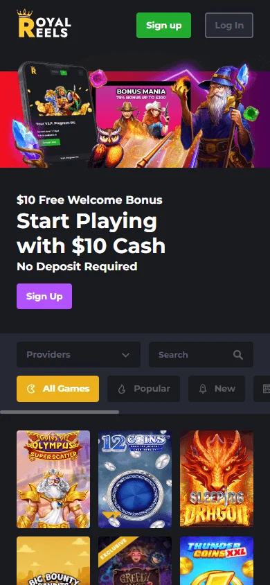 Royal Casino mobile-optimised home experience on a smartphone
